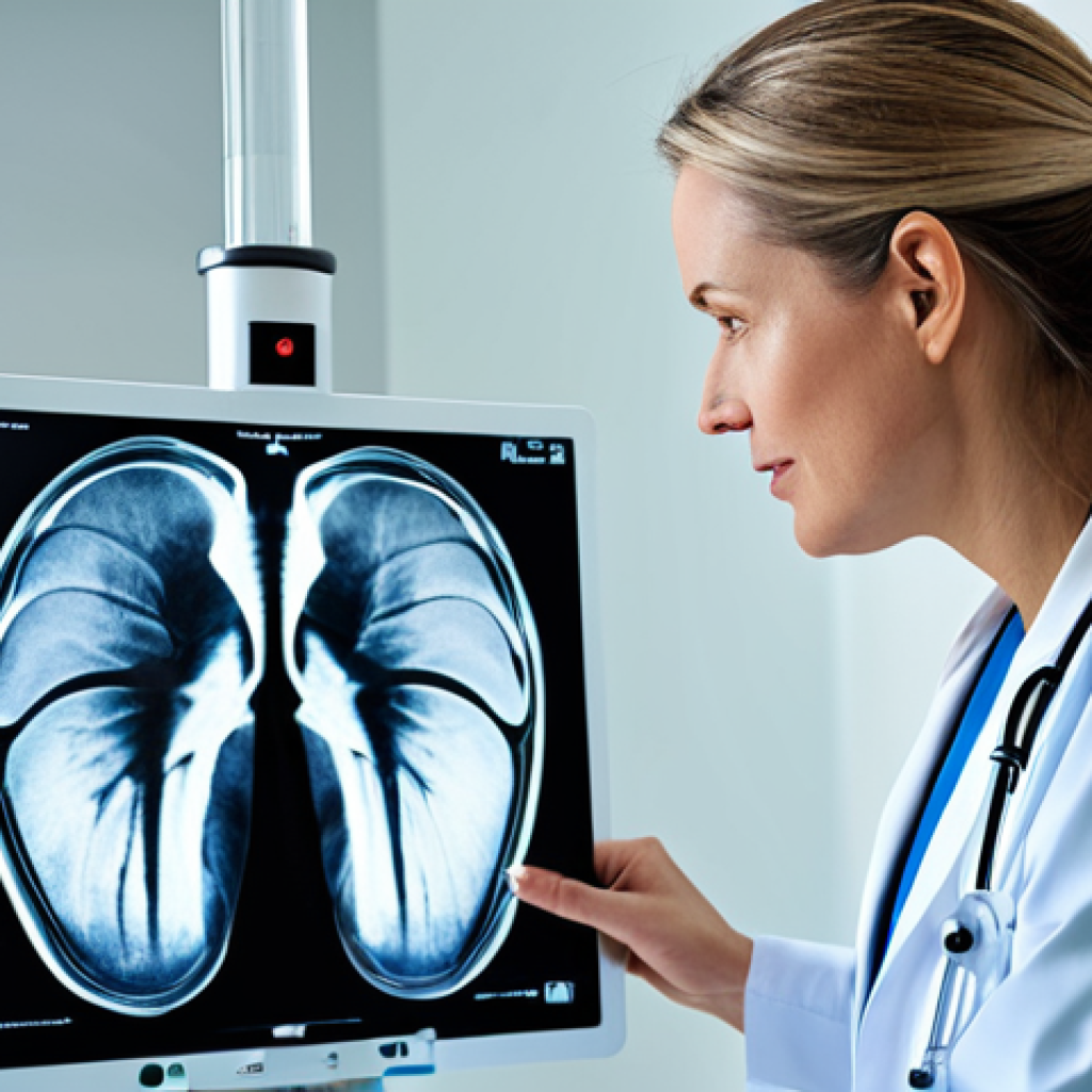 **
"A fully clothed female doctor in a clean, modern hospital setting, examining a patient's X-ray. Professional attire, safe for work, appropriate content, perfect anatomy, natural proportions, family-friendly, well-lit."
**
