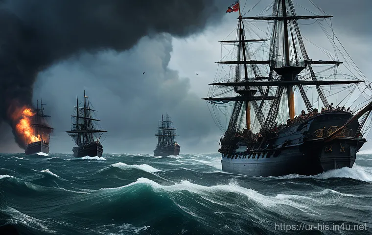 스페인 무적함대와 해전 - **Prompt:** A majestic fleet of 16th-century Spanish galleons sails proudly across a calm, sunlit se...