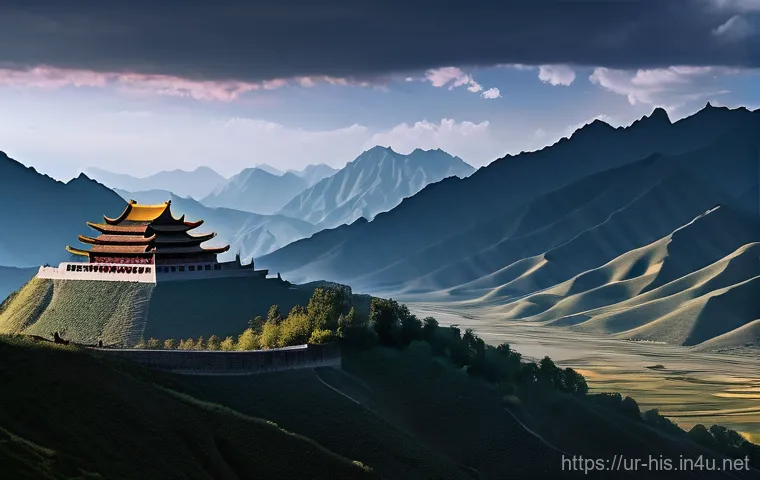 한무제의 중국 통일 전략 - **Prompt:** A majestic depiction of Emperor Wu of Han, in his prime, standing confidently on a forti...