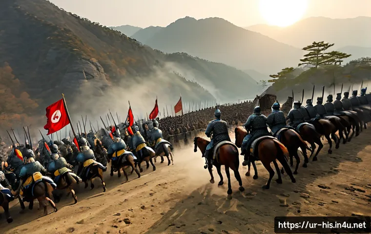 신라의 삼국 통일 과정 - Photorealistic historical scene of Silla’s military campaign during the unification of the Three Kin...